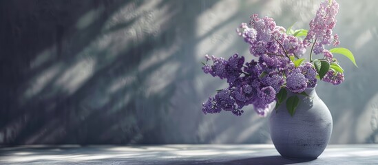 Aufkleber - Close up of a lilac branch in a vase on a table with copy space image