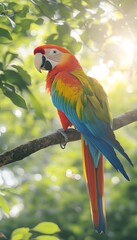 Colorful Parrot Tree Branch