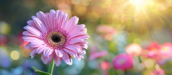Aufkleber - A vibrant pink flower is in full bloom showcasing its beauty and vivid colors against a soft background with copy space image