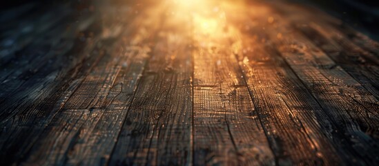 Poster - Background texture with warm filtered light on brown wooden surface including copy space image