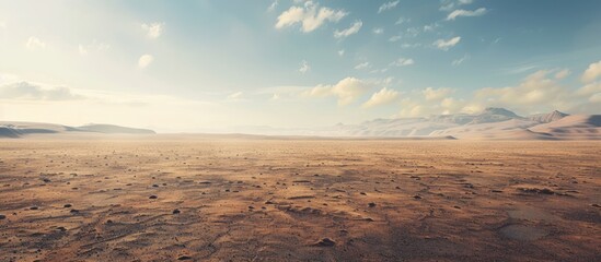 Canvas Print - A barren desert landscape with a vast empty expanse ideal for a copy space image