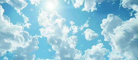 Aufkleber - Scenic blue sky with fluffy white clouds in a random pattern perfect for a copy space image