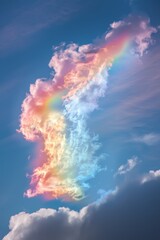 Cat shaped clouds with a 'HUG YOUR CAT' rainbow arching across the sky Hyper realistic. Shot with canon 5d Mark III --ar 2:3 --style raw Job ID: 00ee149e-9871-4781-9fcf-6bd9cb034e79