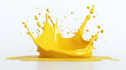 Yellow Liquid Splashing on White Background