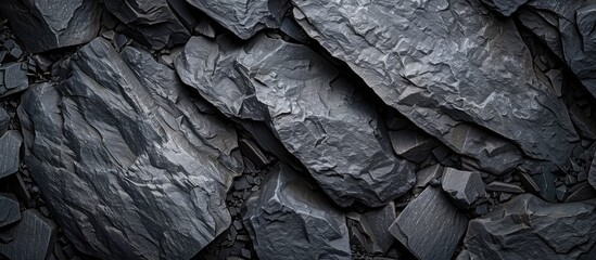 Aufkleber - Dark grey background with a slate stone texture offers a sophisticated look for any design where you can add text or images into the copy space image