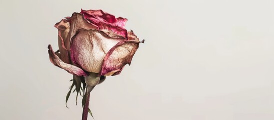 Poster - Dried rose on white background with copy space image