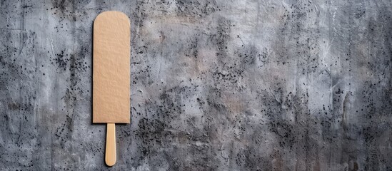 Poster - Craft empty paper stick with a seamless pattern on a concrete wall background ideal for creating a memorable copy space image