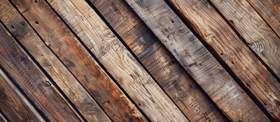 Poster - Textured old wooden boards arranged in a diagonal pattern perfect for a copy space image