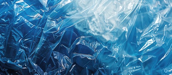Fototapete - Reuse a clear blue plastic bag to create an eco friendly abstract texture image and help protect the environment. copy space available