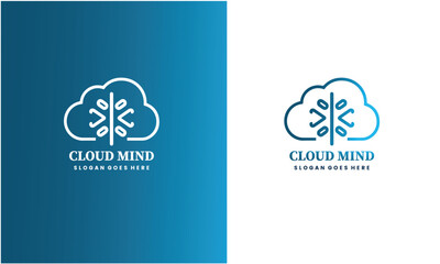 Wall Mural - Creative Cloud logo design with mind concept. flat minimal style design vector illustration EPS10 file.