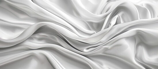Poster - Soft waves and wrinkles on a white fabric create an abstract background with intricate patterns ideal for elegant backdrops or wallpapers with copy space image