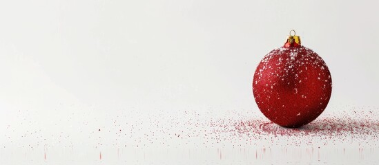 Fototapete - A vibrant red Christmas ball on a white backdrop with copy space image available