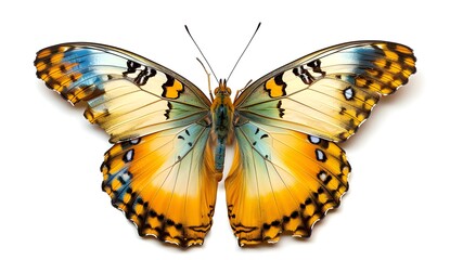 Wall Mural - Close-up of a Yellow and Blue Butterfly Wings