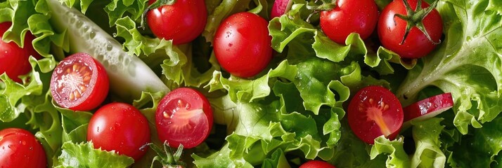 Canvas Print - Lettuce Cherry Tomatoes and Red Radish Salad