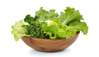 Wall Mural - Fresh Green Salad in Wooden Bowl