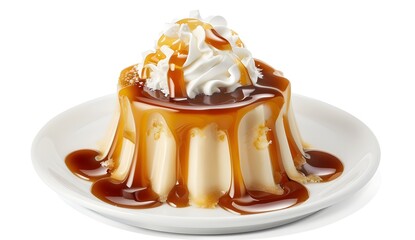 Sticker - Caramel Sauce Pudding Dessert with Whipped Cream