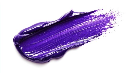 Stylish purple lip gloss smudge isolated on a white background, capturing the glossy sheen and vivid purple tone