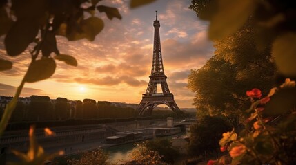 Eiffel Tower Sunrise in Paris