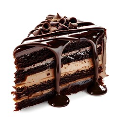 Wall Mural - Chocolate Cake Slice with Drizzle and Chocolate Chips