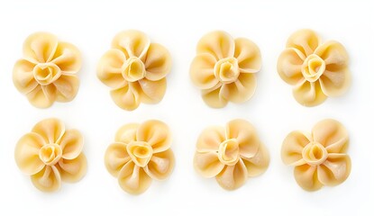 Wall Mural - Flower shaped pasta isolated on white background