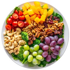 Sticker - Healthy Salad with Grapes, Cashews, Walnuts, Pecans, Bell Pepper, Broccoli, and Tomatoes