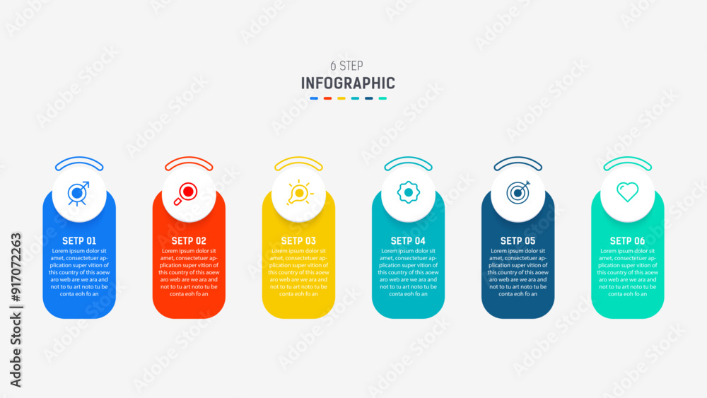 Business infographics design for Six Step, option, parts or process ...
