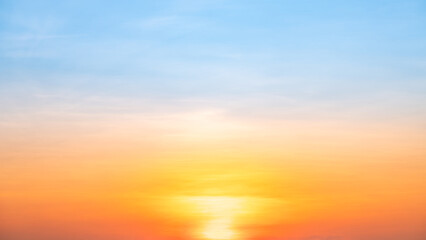 Wall Mural - beautiful , luxury soft gradient orange gold clouds and sunlight on the blue sky perfect for the bac