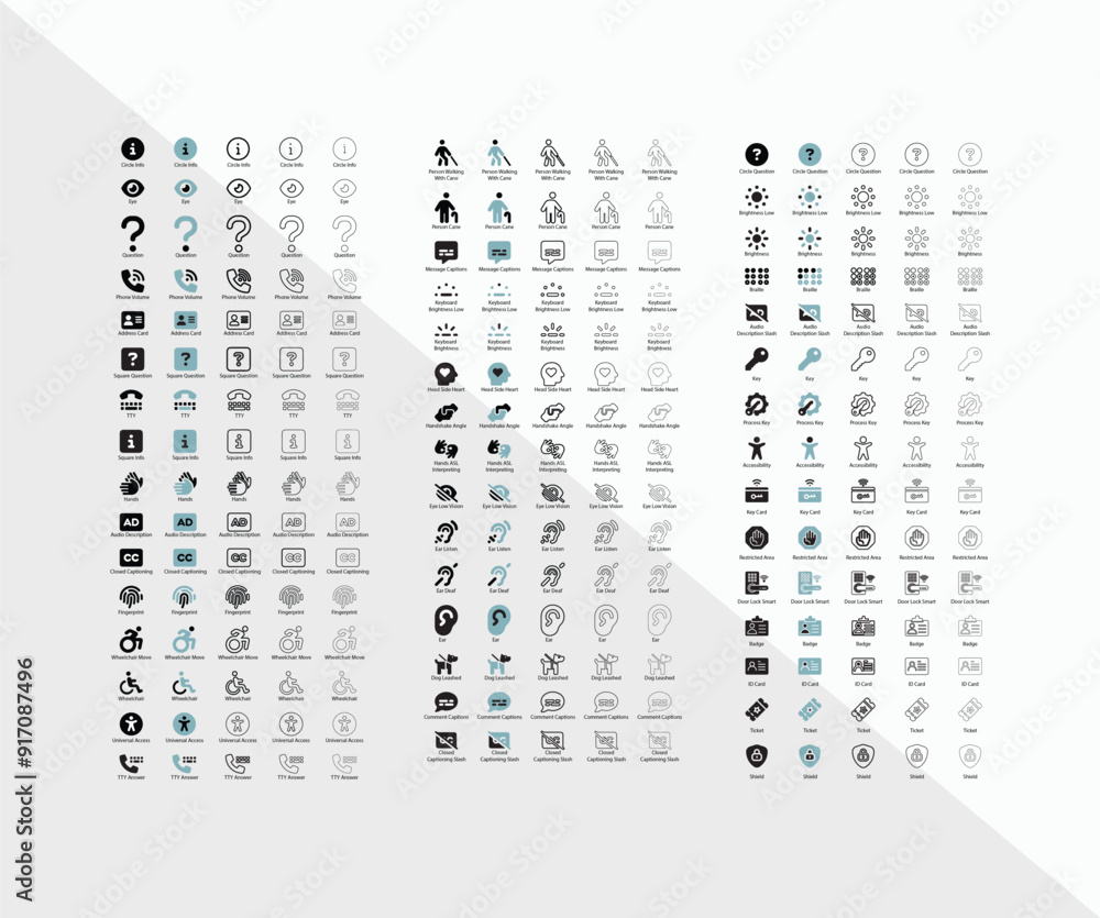 46 Accessibility icons in 5 different variations for web applications ...