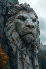Poster - The Sentinel of the Vale, a giant stone lion with eyes that seem to follow you as you pass through the valley,