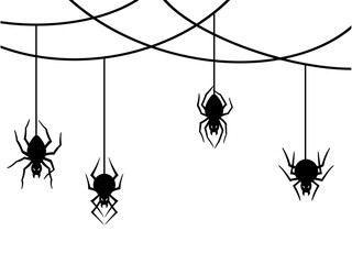 Wall Mural - Halloween Spider webs Line Art Illustration