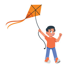 Poster - happy boy flying kite