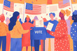 © Stock'd  - group of people at polling place voting for president in american election