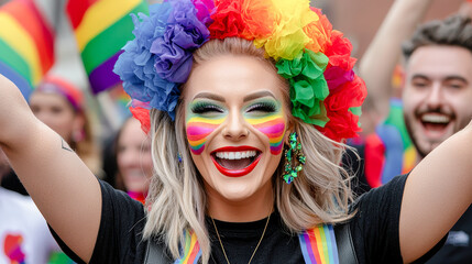 Vibrant Celebration at LGBTQ+ Pride Parade A Joyful Transgender and Drag Queen Individual Embracing Diversity and Inclusion at CSD