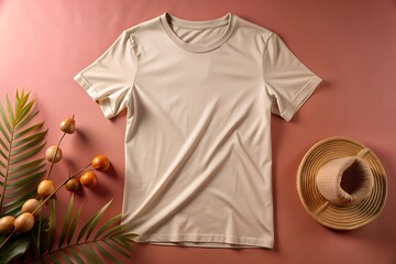 Blank t-shirt mockup template front view. Plain blank t-shirt front view with apparel mockup design. Men's casual t-shirt mockup