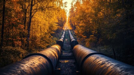 Sticker - Pipelines through the Autumn Forest