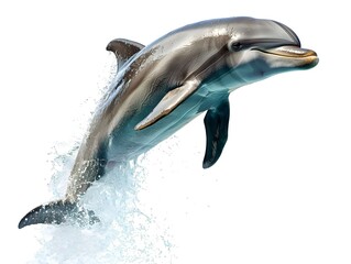 Poster - Dolphin leaps from the water, showcasing its agility in a bright, sunny environment