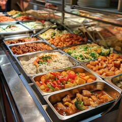 Sticker - Hot buffet food in restaurant serving trays