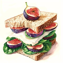 Sticker - sandwich with fig illustration yummy