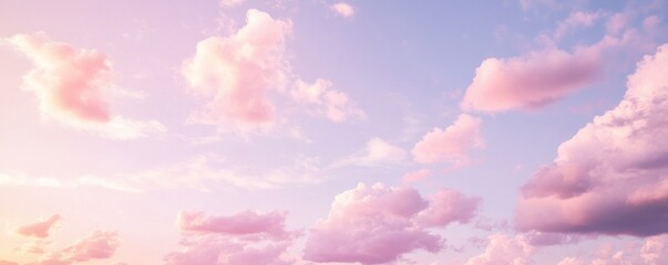 Wall Mural - Pink clouds in a blue sky during