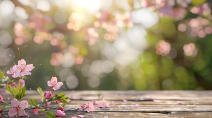 Poster - Springtime Blossoms on a Wooden Table