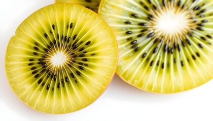 Wall Mural - Sliced kiwi fruit with vibrant yellow and green colors, showing the distinctive kiwi pattern