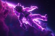 © kittisakM - Astronaut in Abstract Cosmic Realm, immersive depiction of an astronaut navigating through a vibrant nebula, surrounded by shimmering stars in a boundless universe.