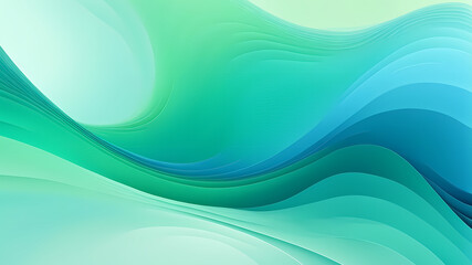 Wall Mural - Elegant Wavy Abstract Background in Soothing Green and Blue Hues