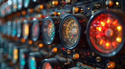 A close-up view of various colorful clocks displaying different times.
