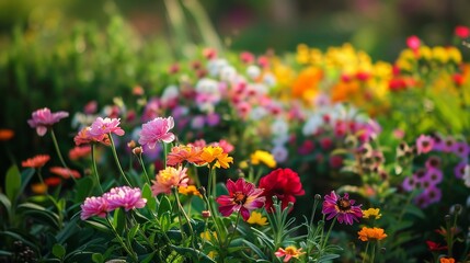 Wall Mural - Colorful Flower Meadow in the Sunlight