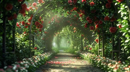 Wall Mural - Rose Archway in a Sun-Drenched Garden