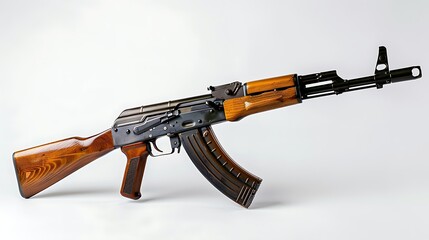 Automatic rifle on white background