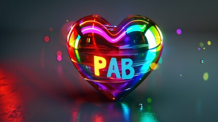 Wall Mural - Heart With Neon Lights and the Word 'PAB'