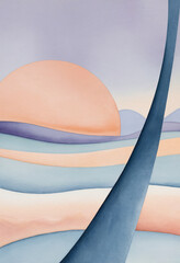 Wall Mural - pastel colours background with wavy lines