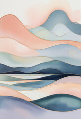 Wall Mural - pastel colours background with wavy lines 